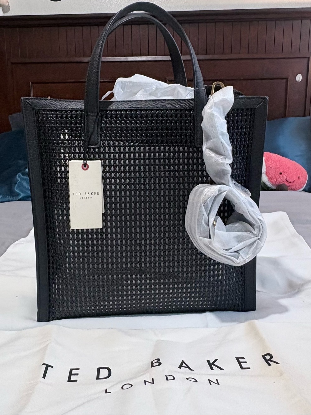 Ted Baker London Black Woven Tote with Gold Hardware